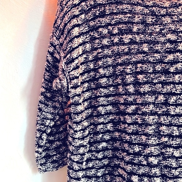 ⭐️J.JILL Varigate Striped Sweater, Black Marled, Sz. L, Crew Neck, 3/4 Sleeves 👓 - Picture 7 of 12